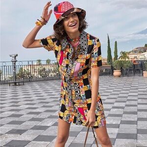 Camilla Black Patchwork Mini dress Button Front Mini Dress
Signora Milano